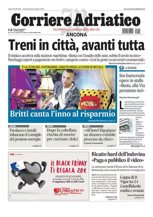 Prima-pagina-corriere adriatico-edizione-di-oggi-28-11-2024